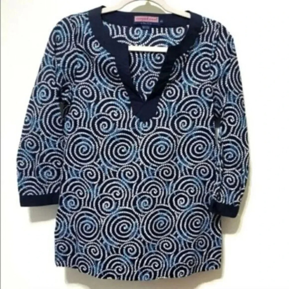 Vineyard Vines Tunic Top Women's Blue Cotton Long Sleeve XS - Picture 3 of 7